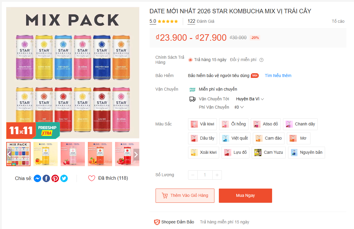 Example of healthy drinks on Shopee