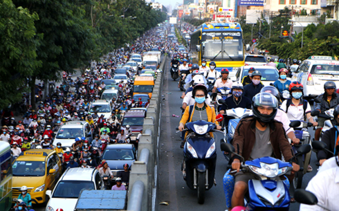 Các phương tiện di chuyển vào giờ cao điểm tại Thành phố Hồ Chí Minh