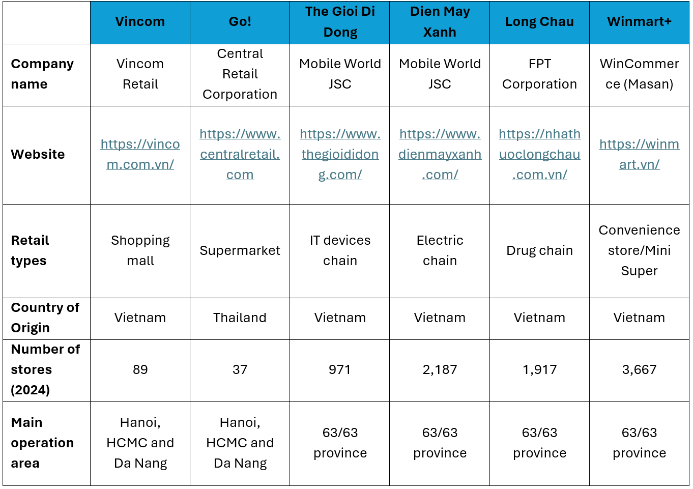 Some Major Players in Vietnam’s Retail Market