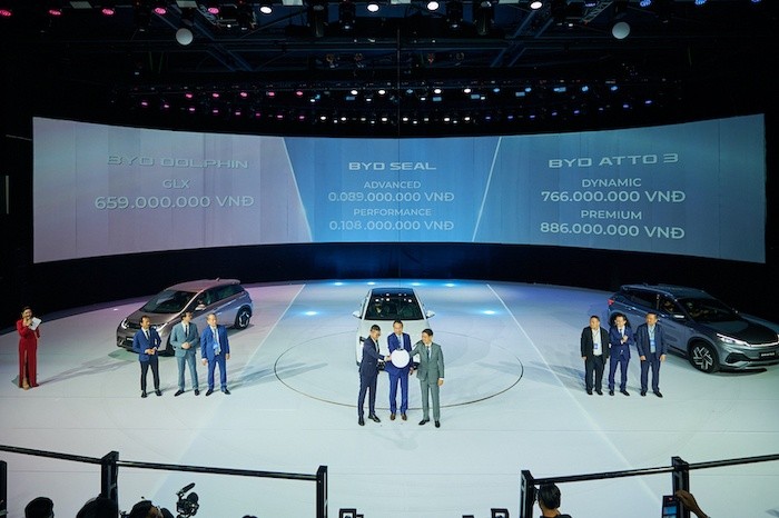 Announced selling prices of BYD electric car models in the Vietnamese market