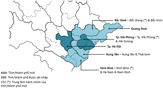 Đơn vị hành chính cấp tỉnh Đồng bằng sông Hồng sau sáp nhập hành chính năm 2025