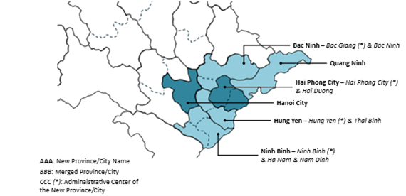 Red River Delta’s provincial-level administrative units after the 2025 administrative mergers