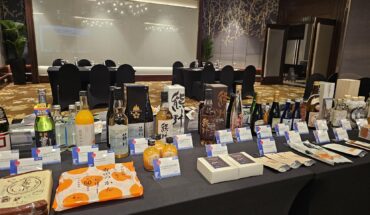 Diverse sample beverages from Japan at event