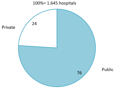 Percentage of public and private hospitals in Vietnam until 2024