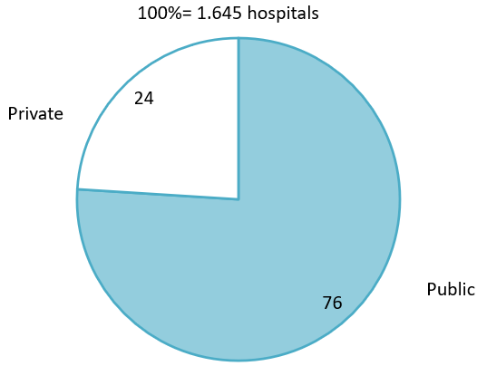 Percentage of public and private hospitals in Vietnam until 2024