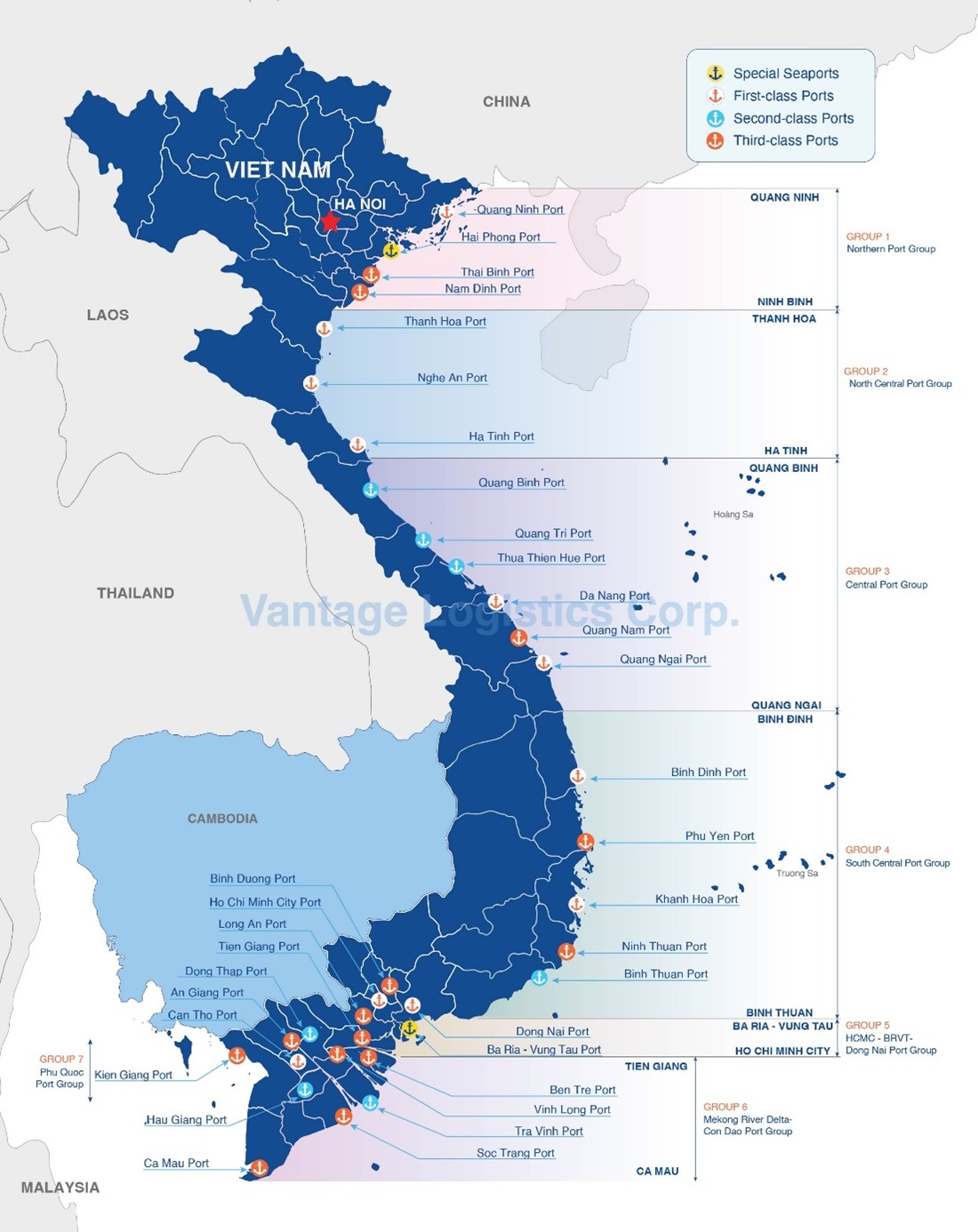 Map: List and classification of Vietnam seaports