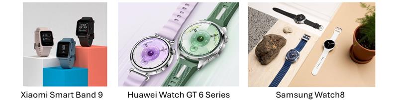 Xiaomi, Huawei, and Samsung smart watches