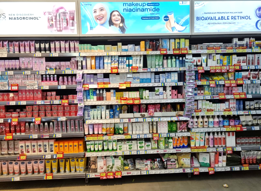Beauty Care products in a supermarket in Indonesia