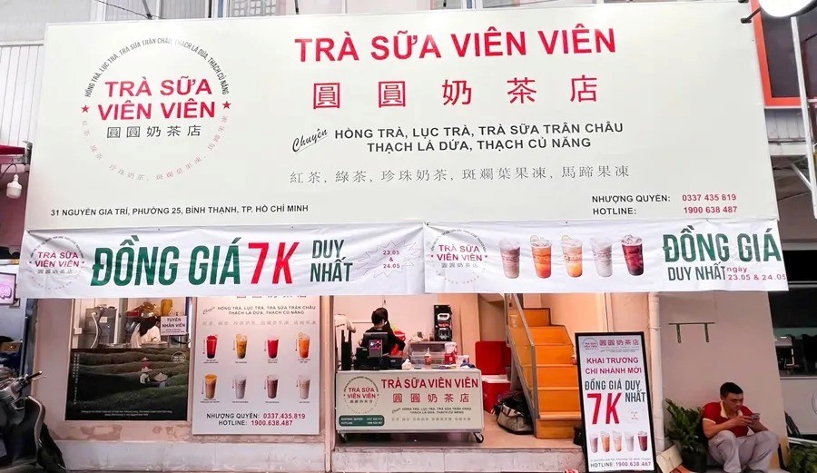 The Vien Vien Bubble tea shop with super cheap prices from only 7K VND