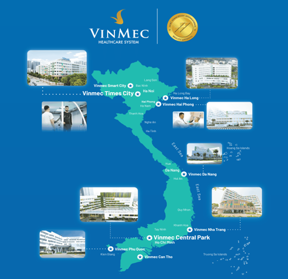 Vinmec Healthcare System operates 9 hospitals across Vietnam