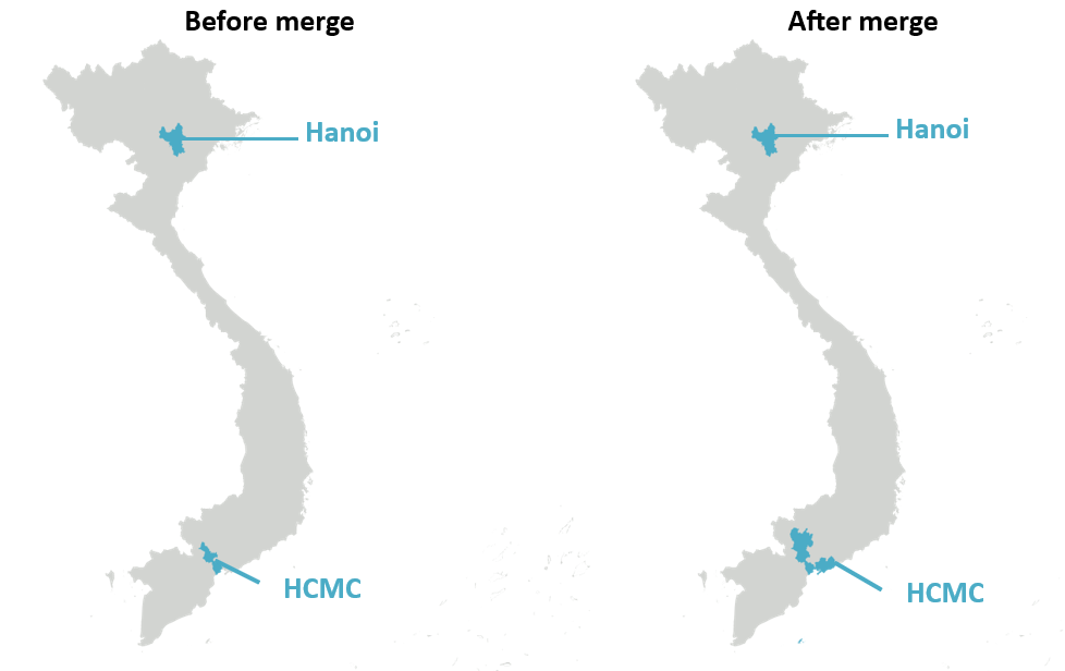 Hanoi and HCMC in Vietnam’s Map