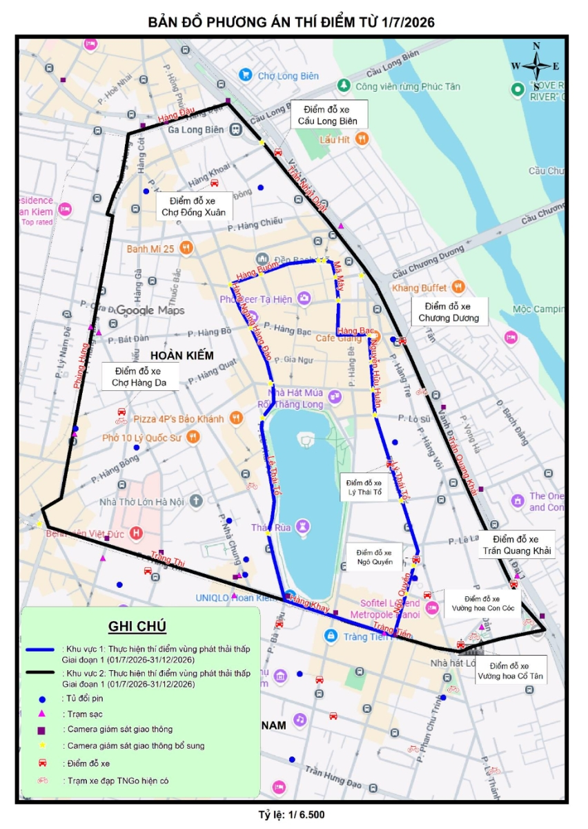 Pilot Low-Emission Zone Map in Hanoi (Effective from 1 July 2026)