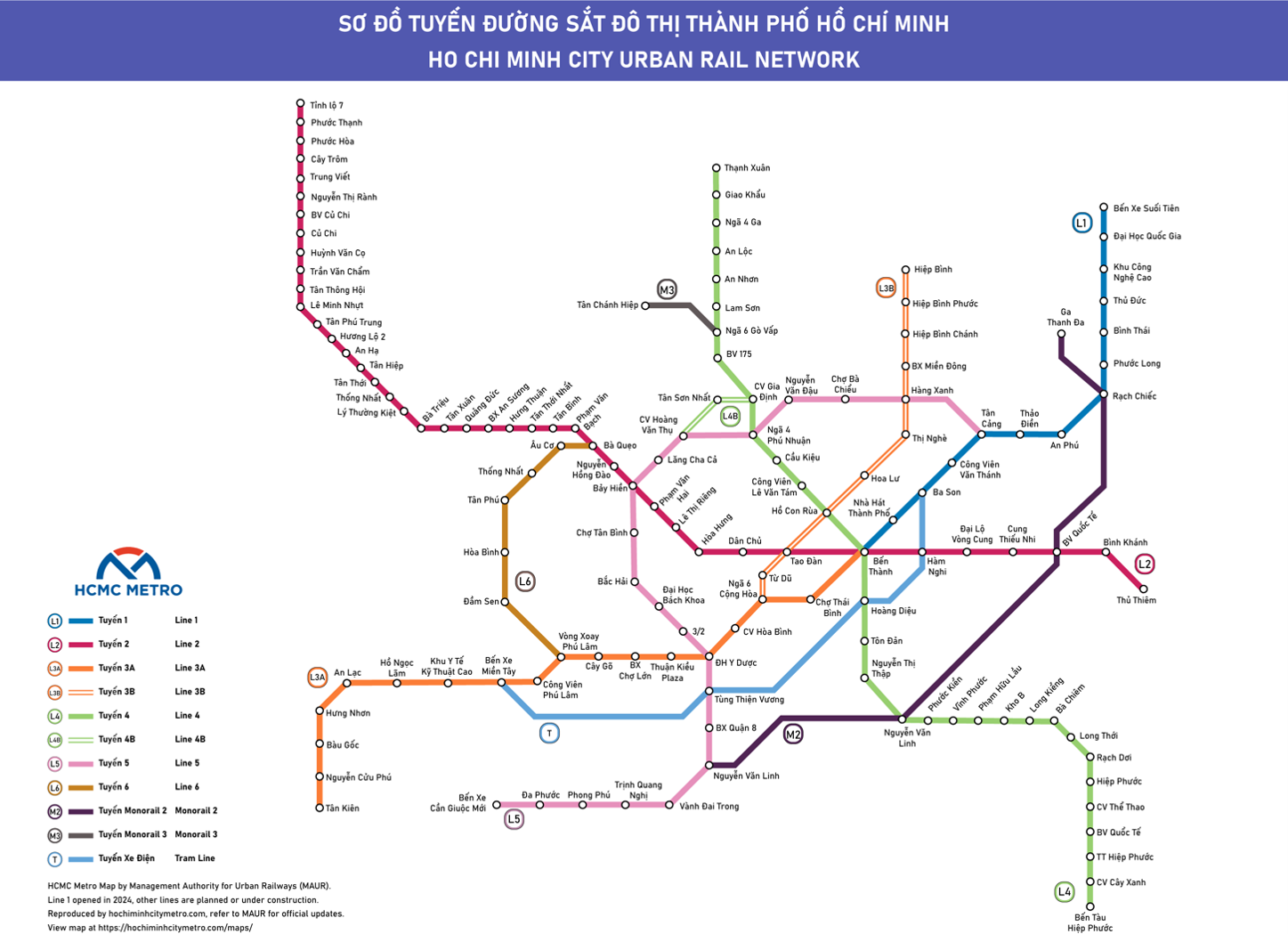 Urban Railway Network Planning Map in HCMC